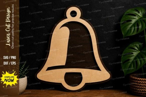 Christmas Bell Ornament Laser Cut Svg for Wall Decor