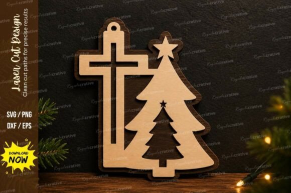 Cross Christmas Tree SVG: Elevate Wall Decor