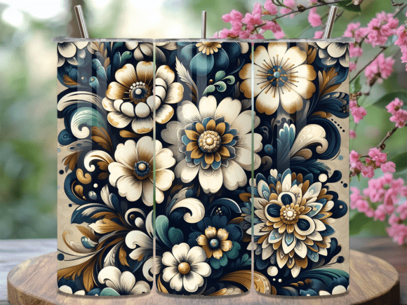 Dark Floral Navy Gold Tumbler Wraps Review