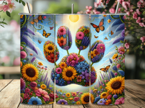 Floral Sunflower Dog Paw Tumbler Wraps Review