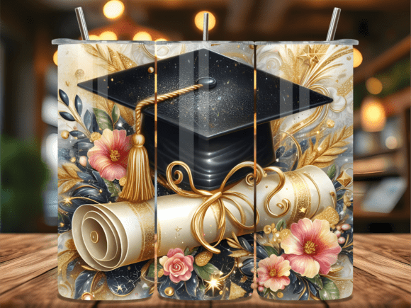 Luxury Gold Graduation Scroll Tumbler Wraps