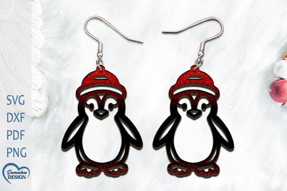 Penguin Christmas Earrings: Laser Cut Design