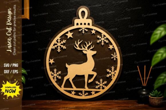 Reindeer Christmas Ornament Laser Cut SV for Ornaments