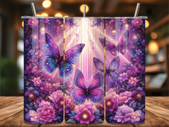 Review: Floral Purple Butterfly Glow Tumbler PNG for Embroidery