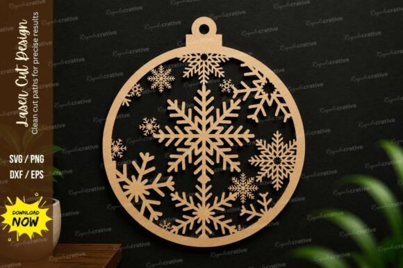Snowflake Christmas Ornament Laser Cut Wall Decor